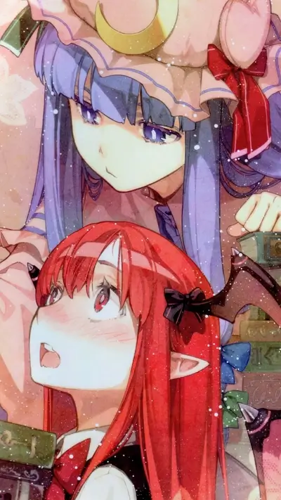 Two anime girls with vibrant hair