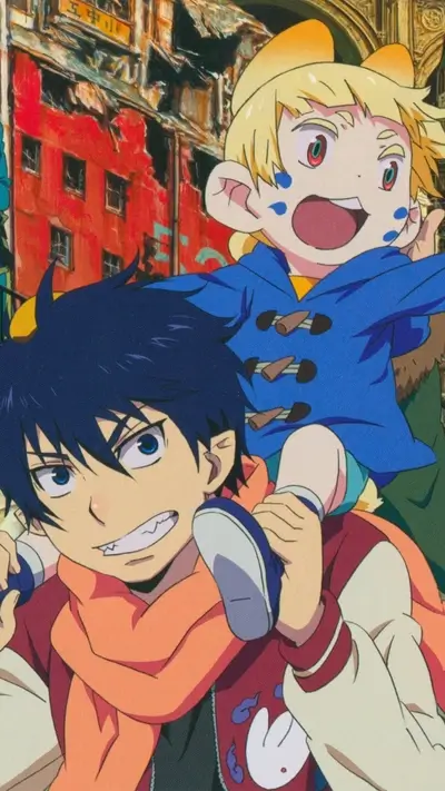Two boys, one carrying the other, urban backdrop