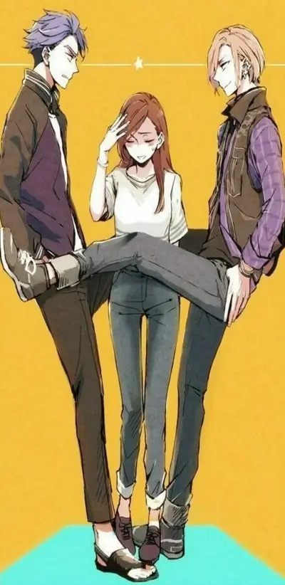 Two boys playfully lift a girl