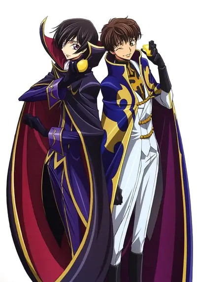 Two characters in elaborate costumes, one holding a lemon