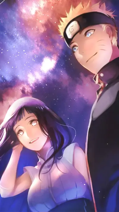Two characters together, set against a starlit night sky backdrop