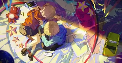 Two children creating on floor with toys and drawing supplies around them