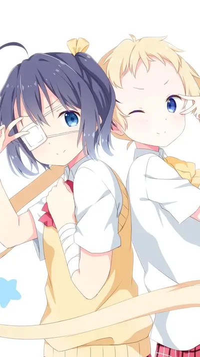Two cute anime girls, one with an eyepatch