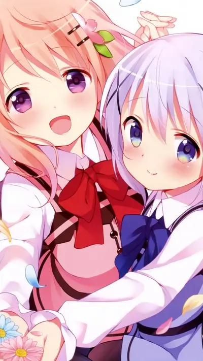 Two cute girls hugging each other