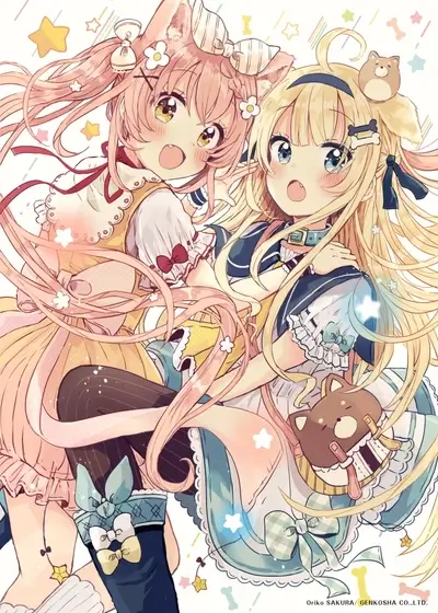 Two cute girls in pastel outfits