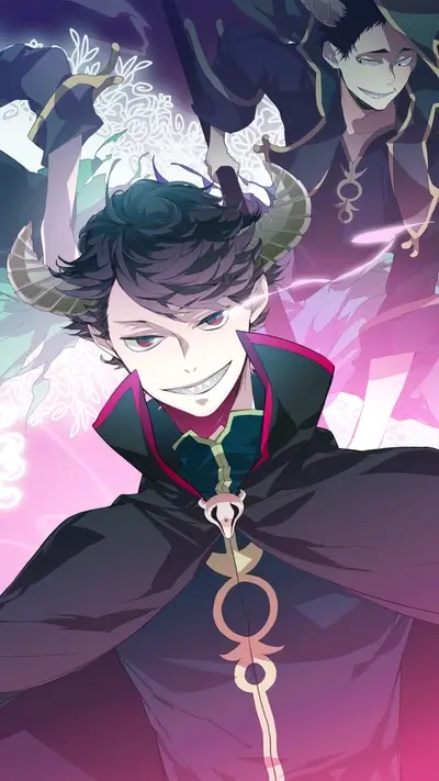 Two devilish figures, one in the foreground, the other in the background