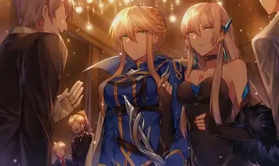 Two elegant women stand together at a formal event