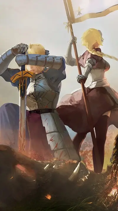 Two female warriors in armor after a battle