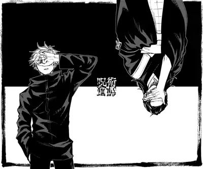 Two figures in contrasting poses, one covering eyes, the other upside down