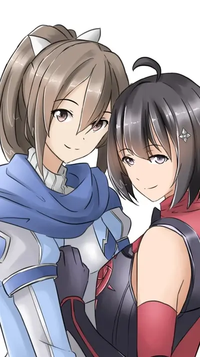 Two girls in close embrace