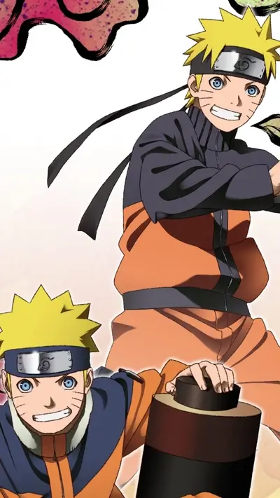 Two Naruto characters with orange jumpsuits