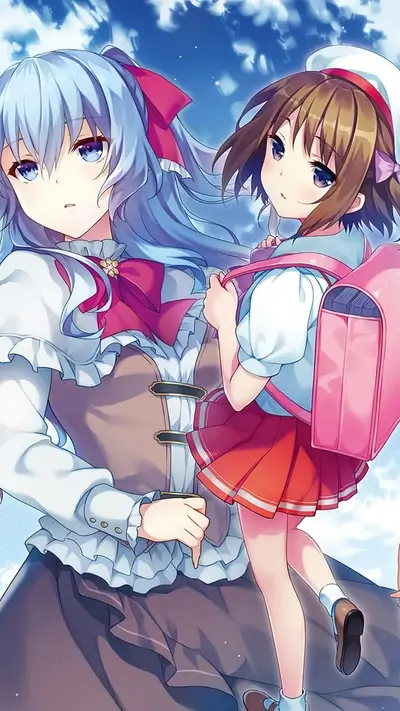 Two young girls dressed in classic style, standing close together