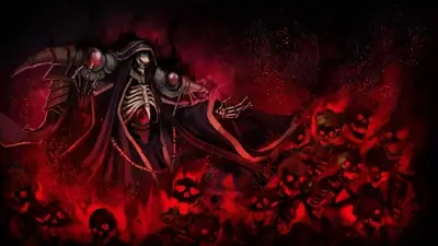 Undead sorcerer casting dark red magic surrounded by skeletal legion