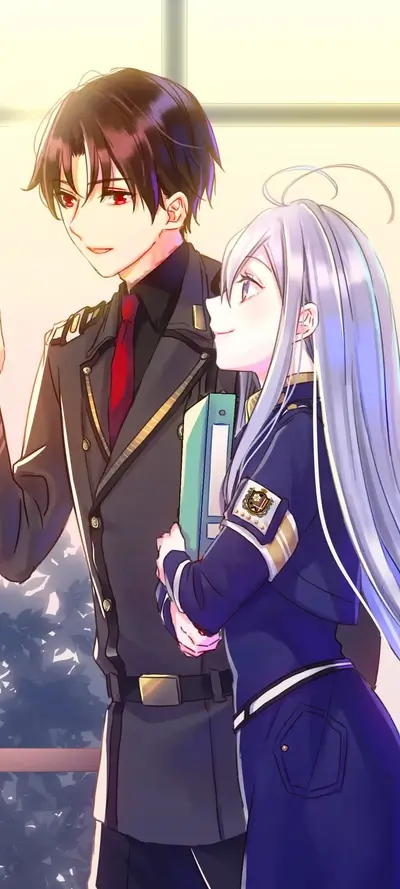 Uniformed man and woman standing next to each other