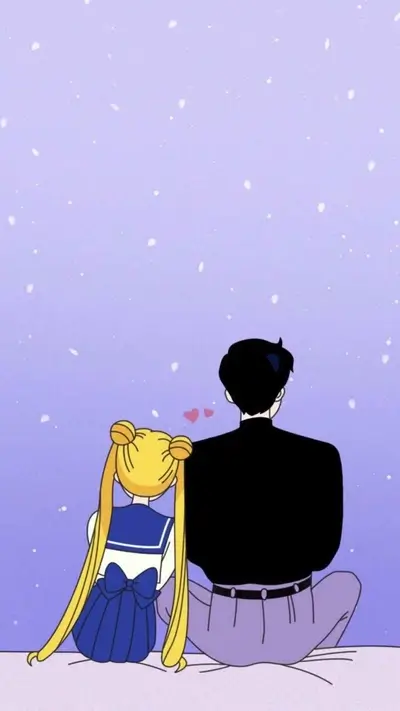 Usagi and Mamoru sitting together looking up at the sky