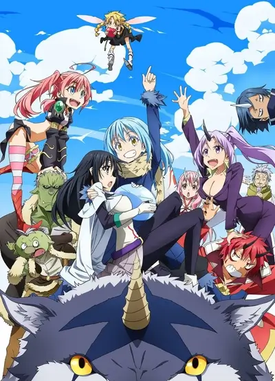 Vibrant gathering of fantasy characters under a bright blue sky