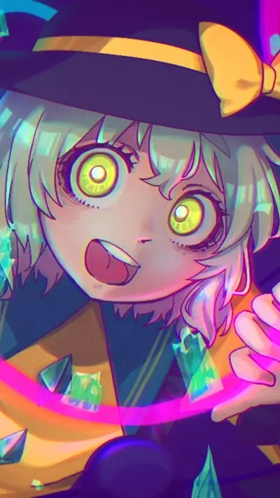 Vibrant witch girl with glowing eyes