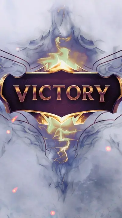Victory announcement graphic design, ethereal style