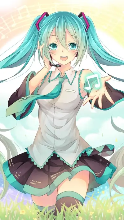 Vocaloid girl in a field of flowers