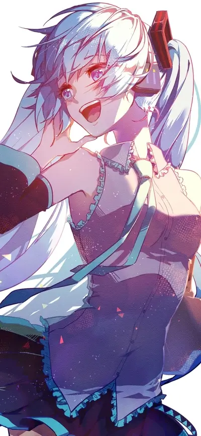 Vocaloid girl with long white hair