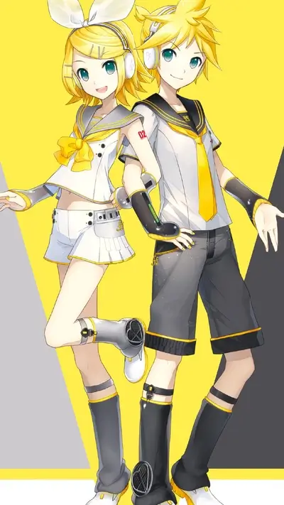 Vocaloid Hatsune Miku and Kagamine Len