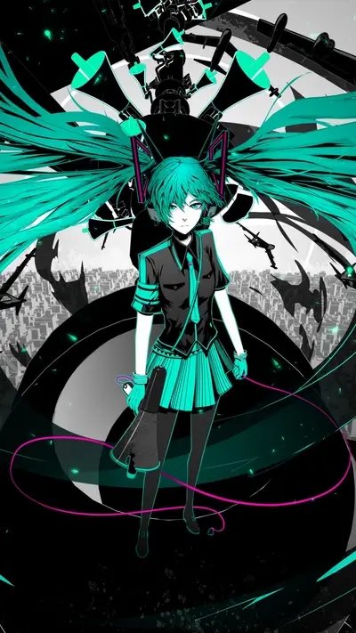 Vocaloid Hatsune Miku in futuristic setting