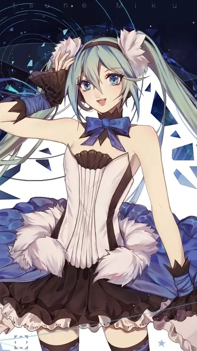 Vocaloid Miku in a stylish outfit