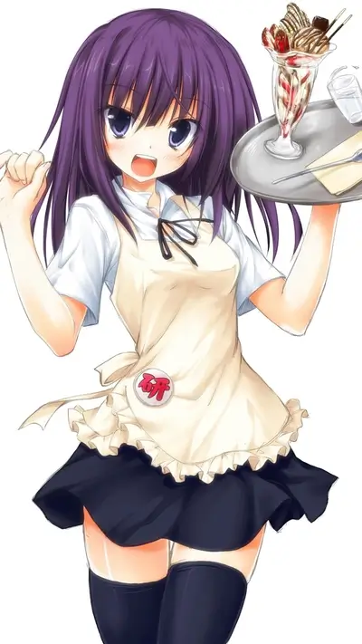 Waitress girl serving a sundae