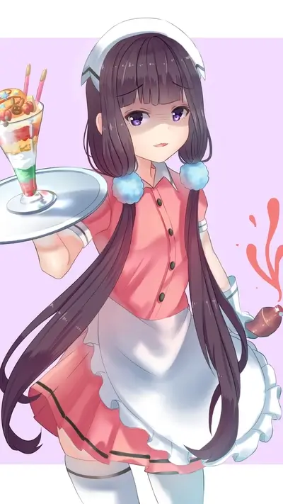 Waitress serving a parfait