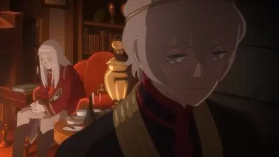 White haired character in foreground with another sitting in background
