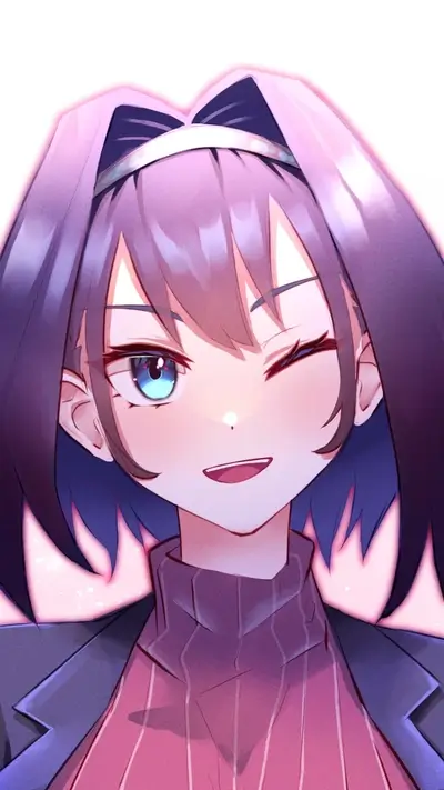Winking girl with blue eyes