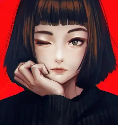 Winking girl with bob hair
