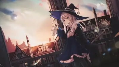 Witch girl with boba tea in a European city