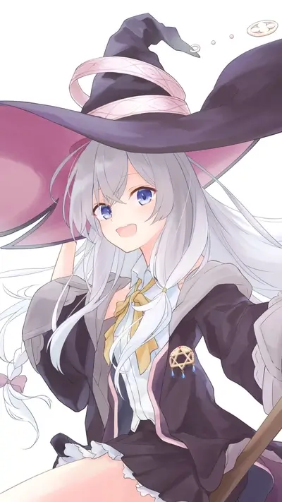Witch girl with long silver hair