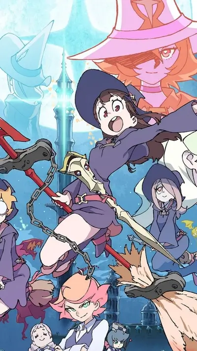 Witches with their broomsticks flying, ready for magic