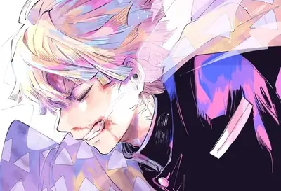Wounded warrior with pastel hair and a determined expression