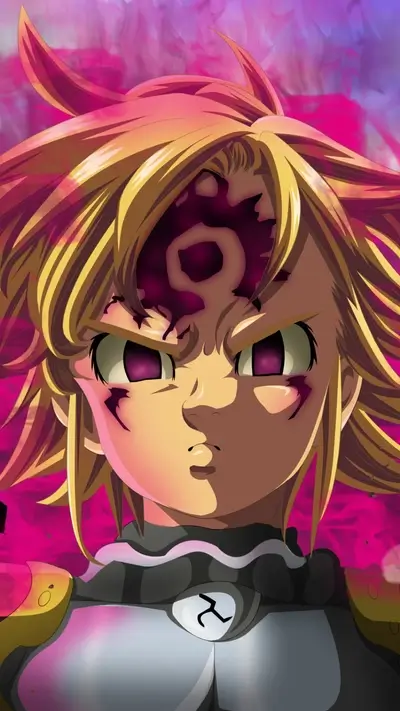 Wrathful young boy with blond hair and dark markings