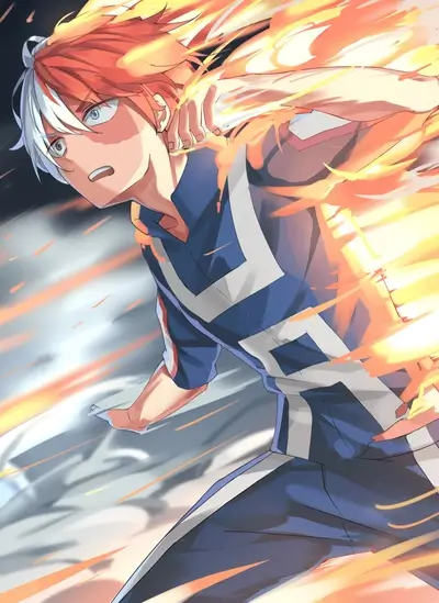 Young hero unleashing a powerful fire attack in battle