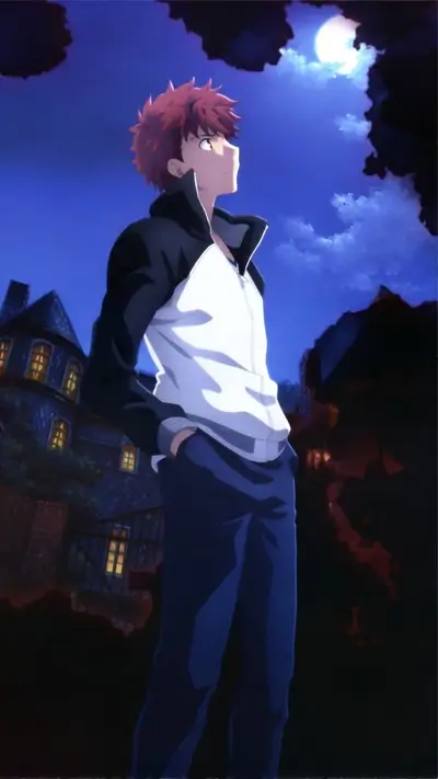 Young man looking up at the moon